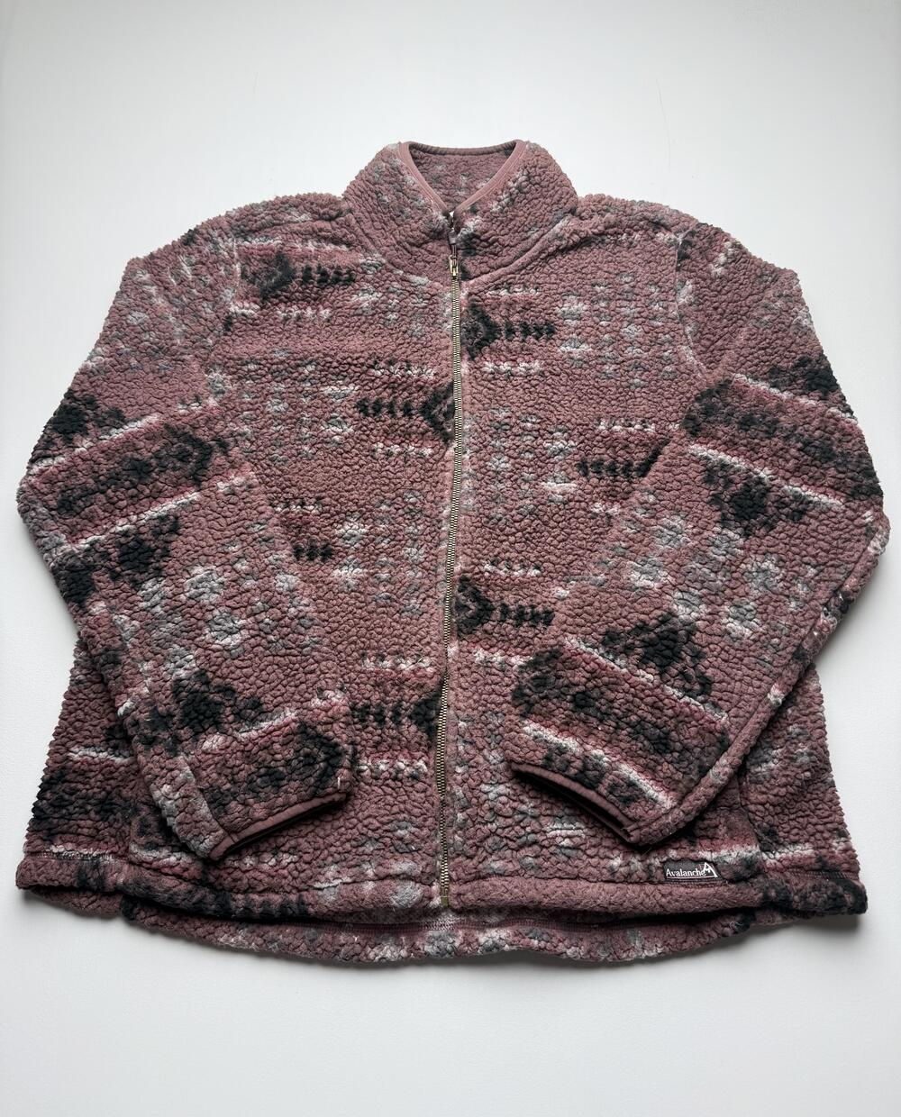 Avalanche Jacket Womens XXL Pink Sherpa Fleece Full Zip Aztec Outdoor Warm Cozy
